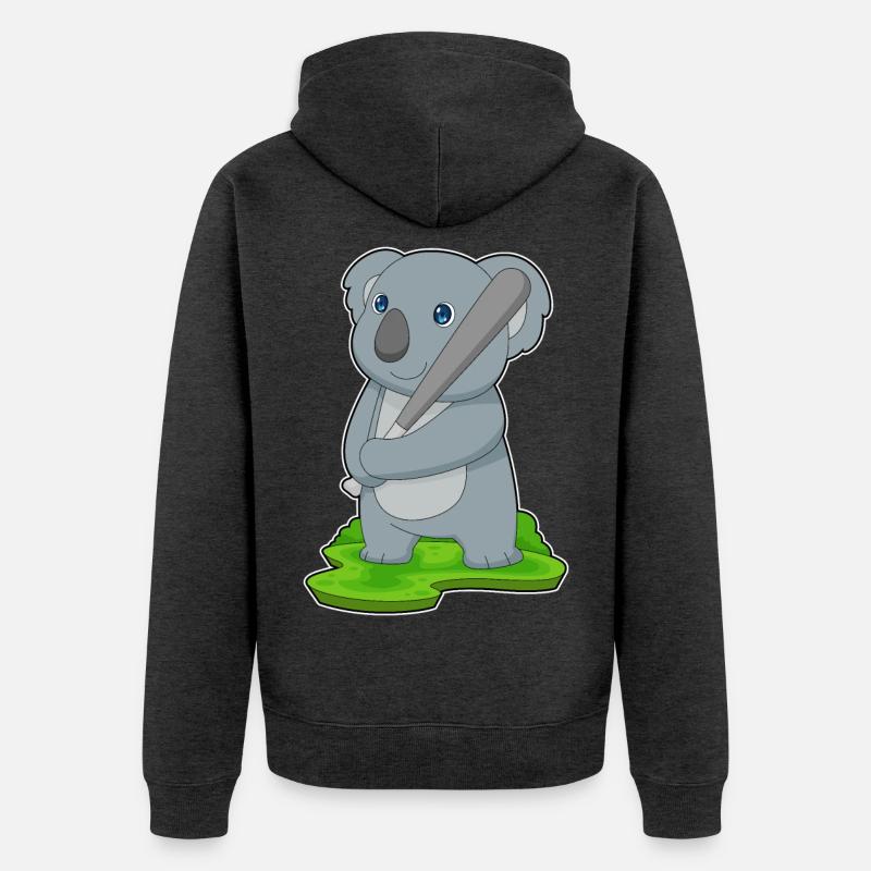 Koala Baseball Batte de Baseball - Veste à capuche bio Premium Unisexe - anthracite chiné