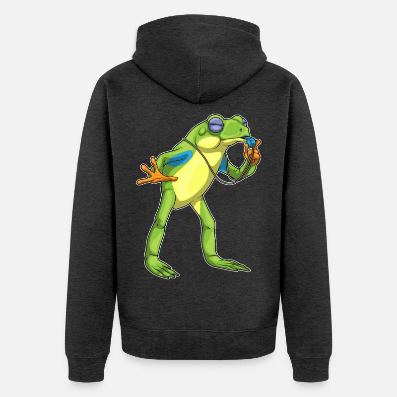 Sifflet d’arbitre Frog - Veste à capuche bio Premium Unisexe - anthracite chiné