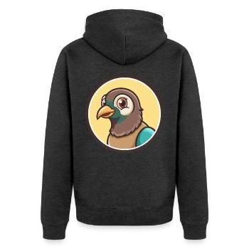 Taube Kawaii Cartoon Figur Tier Haustier Gesicht - Unisex Premium Bio Zip Hoodie - Anthrazit meliert - Hinten - Nico (187cm)