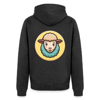 mouton kawaii dessin animé personnage animal visage d’animal - Veste à capuche bio Premium Unisexe - anthracite chiné - Dos - Nico (187cm)