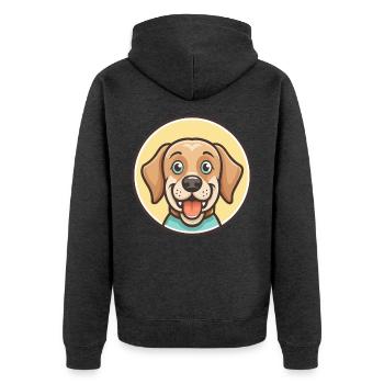 Broholmer Hund Rasse Cartoon Kawaii Clipart Tier - Unisex Premium Bio Zip Hoodie - Anthrazit meliert - Hinten - Nico (187cm)