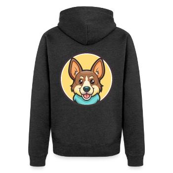 Korsische Hunderasse Bunte Karikatur Kawaii Clipart - Unisex Premium Bio Zip Hoodie - Anthrazit meliert - Hinten - Nico (187cm)