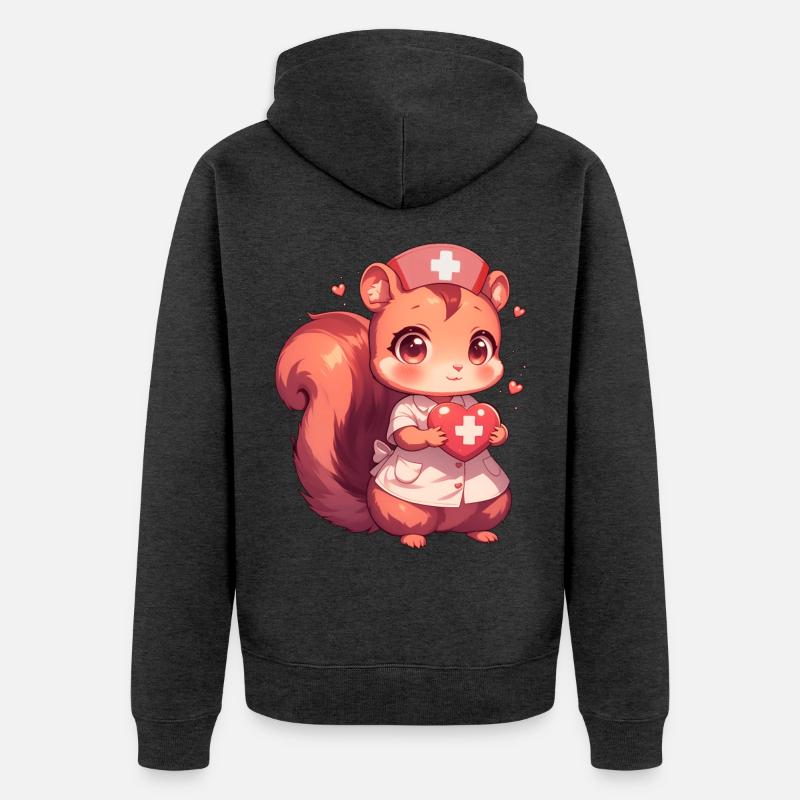 Pflegerin Eichhörnchen Krankenschwester Ärztin - Unisex Premium Bio Zip Hoodie - Anthrazit meliert