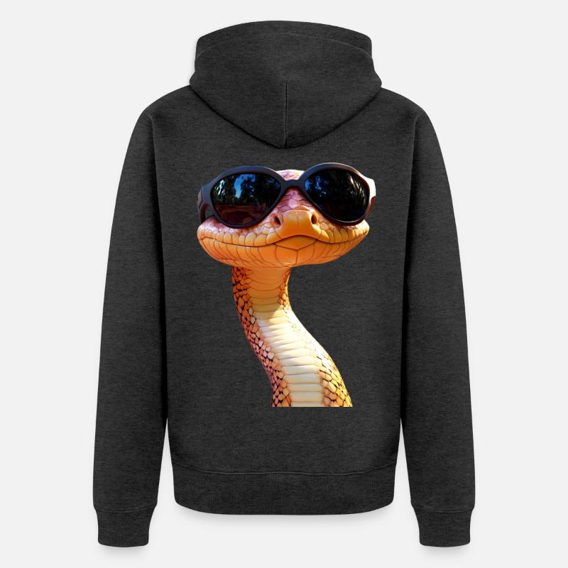 Schlange Python Kobra Mamba Klapperschlange Snake - Unisex Premium Bio Zip Hoodie - Anthrazit meliert