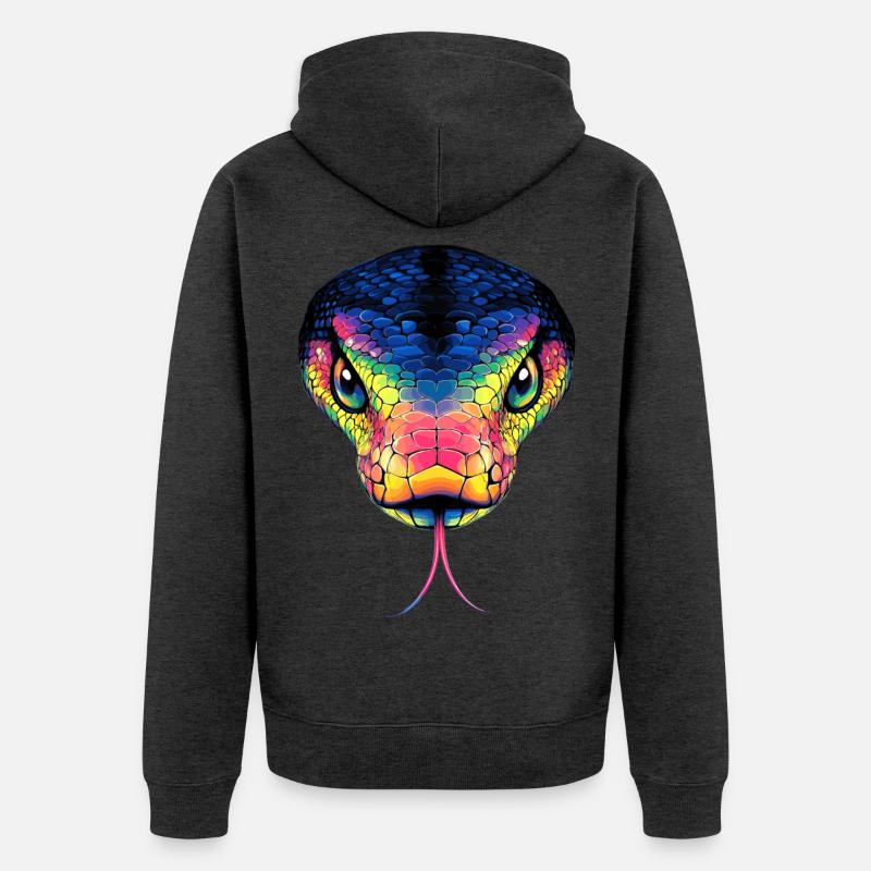 Schlange Python Kobra Mamba Klapperschlange Snake - Unisex Premium Bio Zip Hoodie - Anthrazit meliert