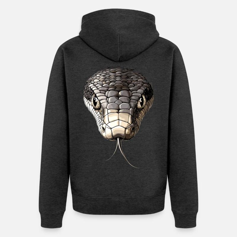Schlange Python Kobra Mamba Klapperschlange Snake - Unisex Premium Bio Zip Hoodie - Anthrazit meliert