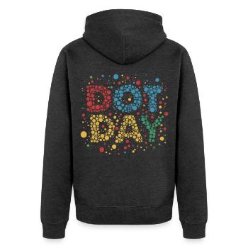 DOT-TAG - Unisex Premium Bio Zip Hoodie - Anthrazit meliert - Hinten - Nico (187cm)