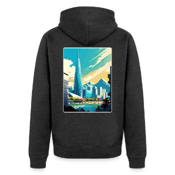 Séoul Corée du Sud Affiche de voyage Peinture Souvenir WPA - Veste à capuche bio Premium Unisexe - anthracite chiné - Dos - Nico (187cm)
