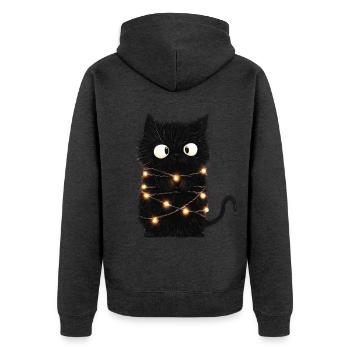 Drôle Fée Lumières Chat Arbre de Noël Cadeau - Veste à capuche bio Premium Unisexe - anthracite chiné - Dos - Nico (187cm)