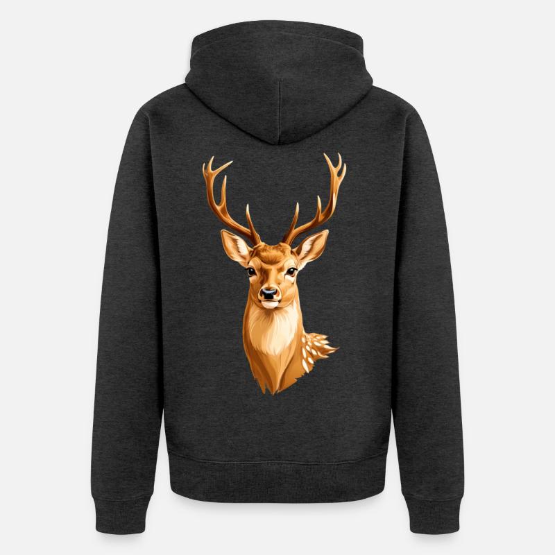Cerf doré - Veste à capuche bio Premium Unisexe - anthracite chiné