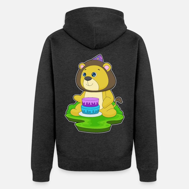 Gâteau d’anniversaire Lion - Veste à capuche bio Premium Unisexe - anthracite chiné