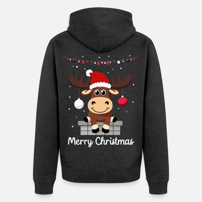 Doux orignal de Noël - Veste à capuche bio Premium Unisexe - anthracite chiné