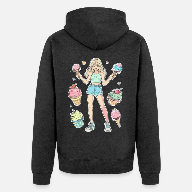 Fille de crème glacée - Veste à capuche bio Premium Unisexe - anthracite chiné