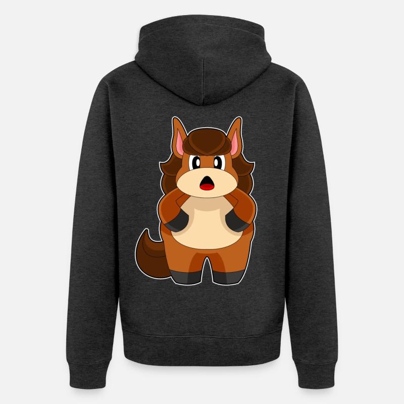 Pferd Dick - Unisex Premium Bio Zip Hoodie - Anthrazit meliert