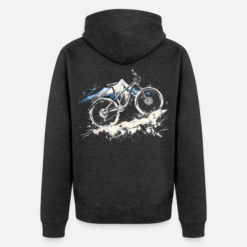Illustration de VTT - Veste à capuche bio Premium Unisexe - anthracite chiné