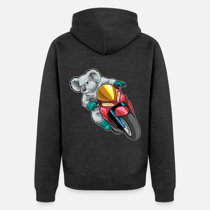 Koala Motorroller - Unisex Premium Bio Zip Hoodie - Anthrazit meliert