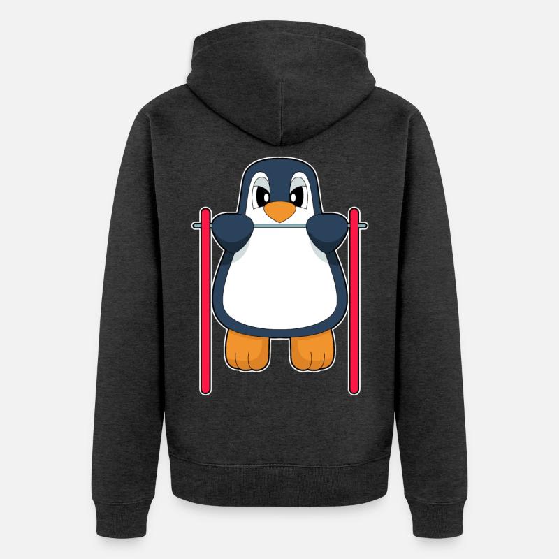 Penguin Bodybuilder Tractions - Veste à capuche bio Premium Unisexe - anthracite chiné