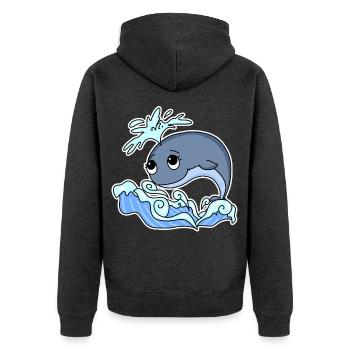 Whale Animal Ocean Graphic - Unisex Premium Organic Zip Hoodie - heather anthracite - Back - Nico (187cm)