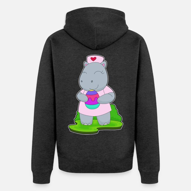 Hippopotame Infirmière de Pâques - Veste à capuche bio Premium Unisexe - anthracite chiné