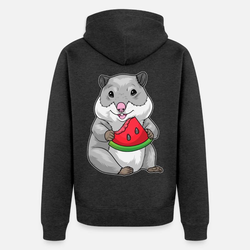 Hamster Pastèque - Veste à capuche bio Premium Unisexe - anthracite chiné