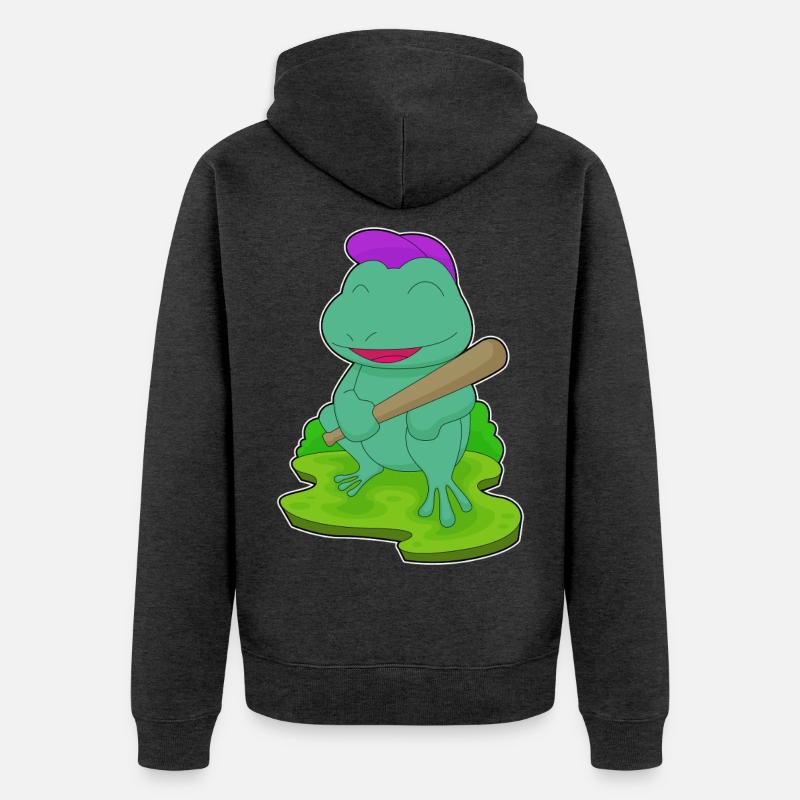 Grenouille Baseball Batte de Baseball - Veste à capuche bio Premium Unisexe - anthracite chiné
