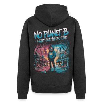 No Planet B – Fight for the Future - Unisex Premium Organic Zip Hoodie - heather anthracite - Back - Nico (187cm)