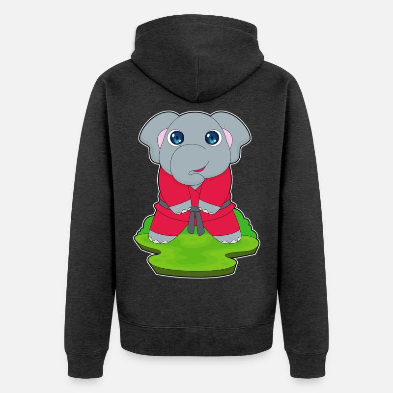 Karaté d’arts martiaux d’éléphant - Veste à capuche bio Premium Unisexe - anthracite chiné