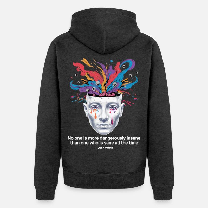 Entfesselter Geist | Watts Psychedelische Einsicht - Unisex Premium Bio Zip Hoodie - Anthrazit meliert