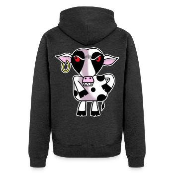 Angry cow - Unisex Premium Organic Zip Hoodie - heather anthracite - Back - Nico (187cm)