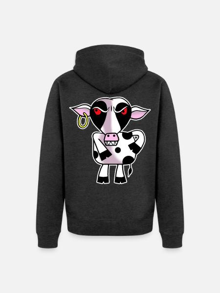 Angry cow - Unisex Premium Organic Zip Hoodie - heather anthracite