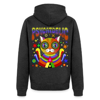 PSYCATDELIC - Unisex Premium Organic Zip Hoodie - heather anthracite - Back - Nico (187cm)