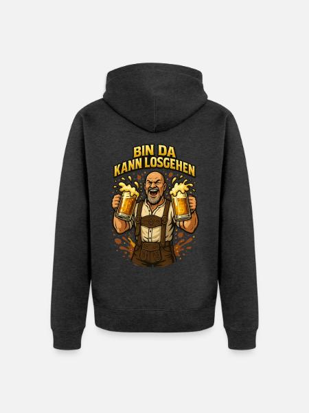 Bier Bierkrug Bierflasche Bierzelt Biergarten - Unisex Premium Bio Zip Hoodie - Anthrazit meliert