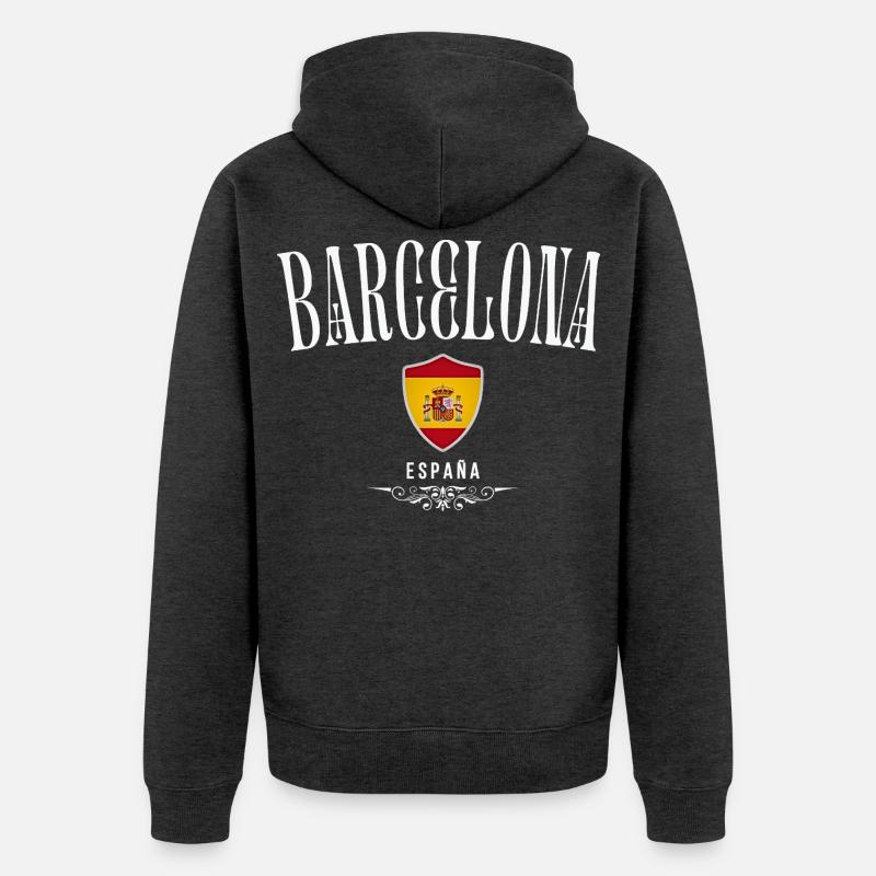 J’aime Barcelone, Barcelone Espagne - Veste à capuche bio Premium Unisexe - anthracite chiné