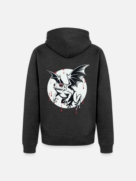 Vampirischer Fledermausfrosch im Schatten - Unisex Premium Bio Zip Hoodie - Anthrazit meliert