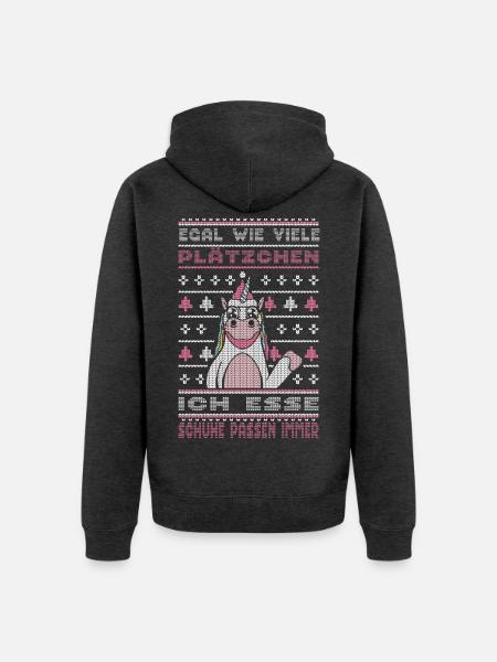 Weihnachtsgeschenk Einhorn Plätzchen Schuhe - Unisex Premium Bio Zip Hoodie - Anthrazit meliert