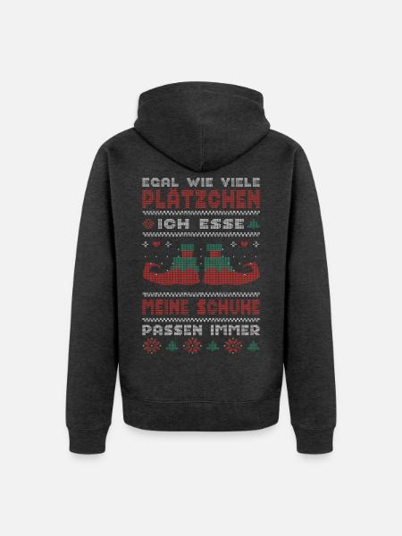 Weihnachtsgeschenk Plätzchen Wichteln Lustig - Unisex Premium Bio Zip Hoodie - Anthrazit meliert