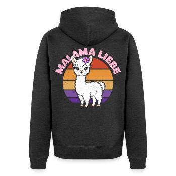 Soon to be Mom MALAMA LOVE Retro Funny - Unisex Premium Organic Zip Hoodie - heather anthracite - Back - Nico (187cm)