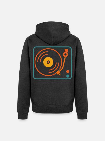 Analog Musik Vinyl Plattenspieler Retro - Unisex Premium Bio Zip Hoodie - Anthrazit meliert