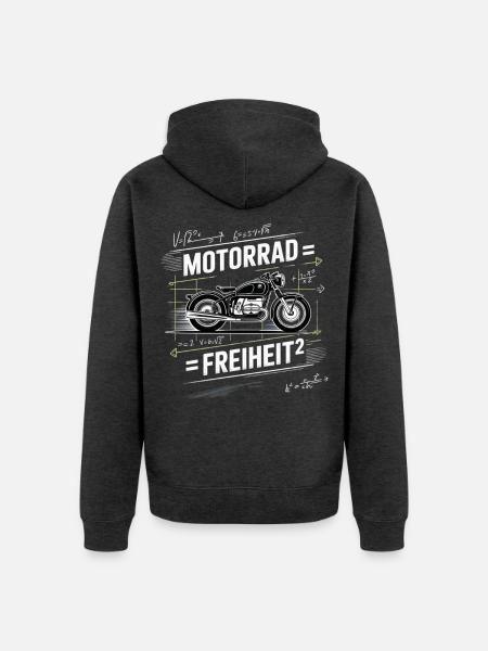 Motorrad Freiheit Chalk Style - Unisex Premium Bio Zip Hoodie - Anthrazit meliert