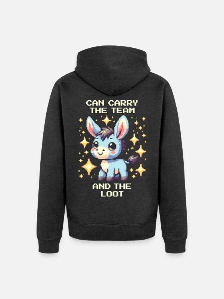 Trägt das Team – und die Beute | Esel Koop - Unisex Premium Bio Zip Hoodie - Anthrazit meliert