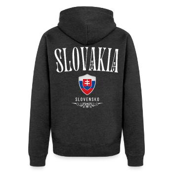 Flagge der Slowakei, slowakischer Patriot - Unisex Premium Bio Zip Hoodie - Anthrazit meliert - Hinten - Nico (187cm)