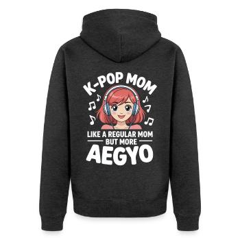 K-Pop Mom Funny Korea Music Aegyo - Unisex Premium Organic Zip Hoodie - heather anthracite - Back - Nico (187cm)