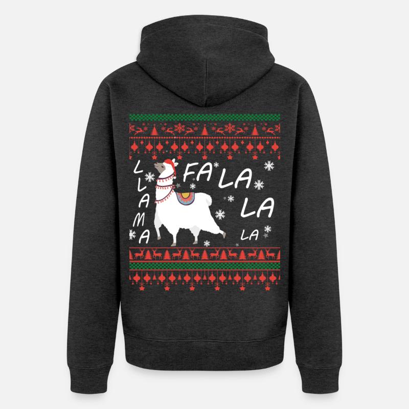 Pull de Noël moche Llama - Veste à capuche bio Premium Unisexe - anthracite chiné