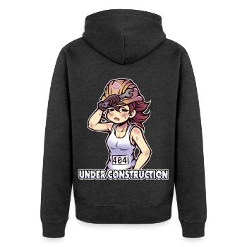 Under Construction - 404 - Unisex Premium Organic Zip Hoodie - heather anthracite - Back - Nico (187cm)