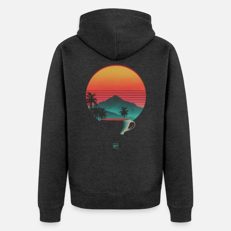 Coucher de soleil et café - Veste à capuche bio Premium Unisexe - anthracite chiné