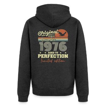 49th Birthday | Original December 1976 - Unisex Premium Organic Zip Hoodie - heather anthracite - Back - Nico (187cm)