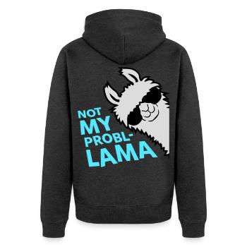 Lama Not My Problama Cool Sonnenbrille Seitlich - Unisex Premium Bio Zip Hoodie - Anthrazit meliert - Hinten - Nico (187cm)