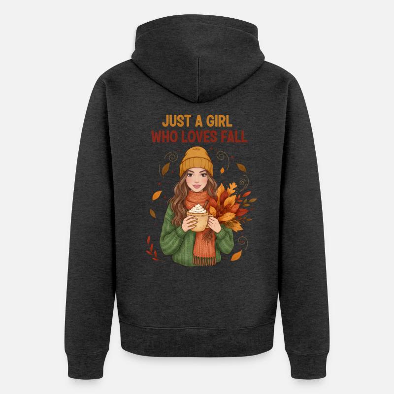 Das Mädchen, das den Herbst liebt - Unisex Premium Bio Zip Hoodie - Anthrazit meliert