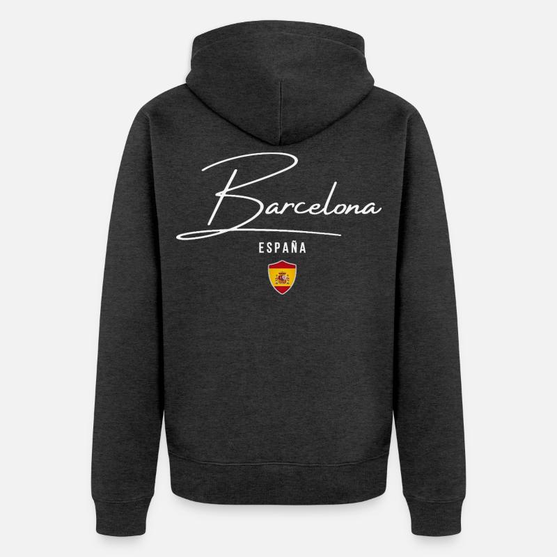 Barcelone, Espagne, design élégant - Veste à capuche bio Premium Unisexe - anthracite chiné