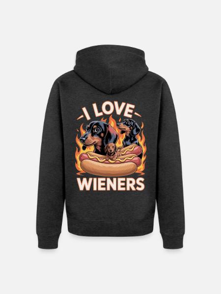 I Love Wieners Unwearable Bootleg - Unisex Premium Bio Zip Hoodie - Anthrazit meliert